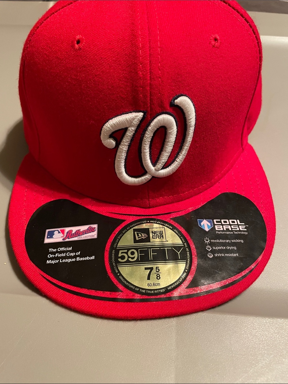 New Era Red Fitted Baseball Cap with White Script W
